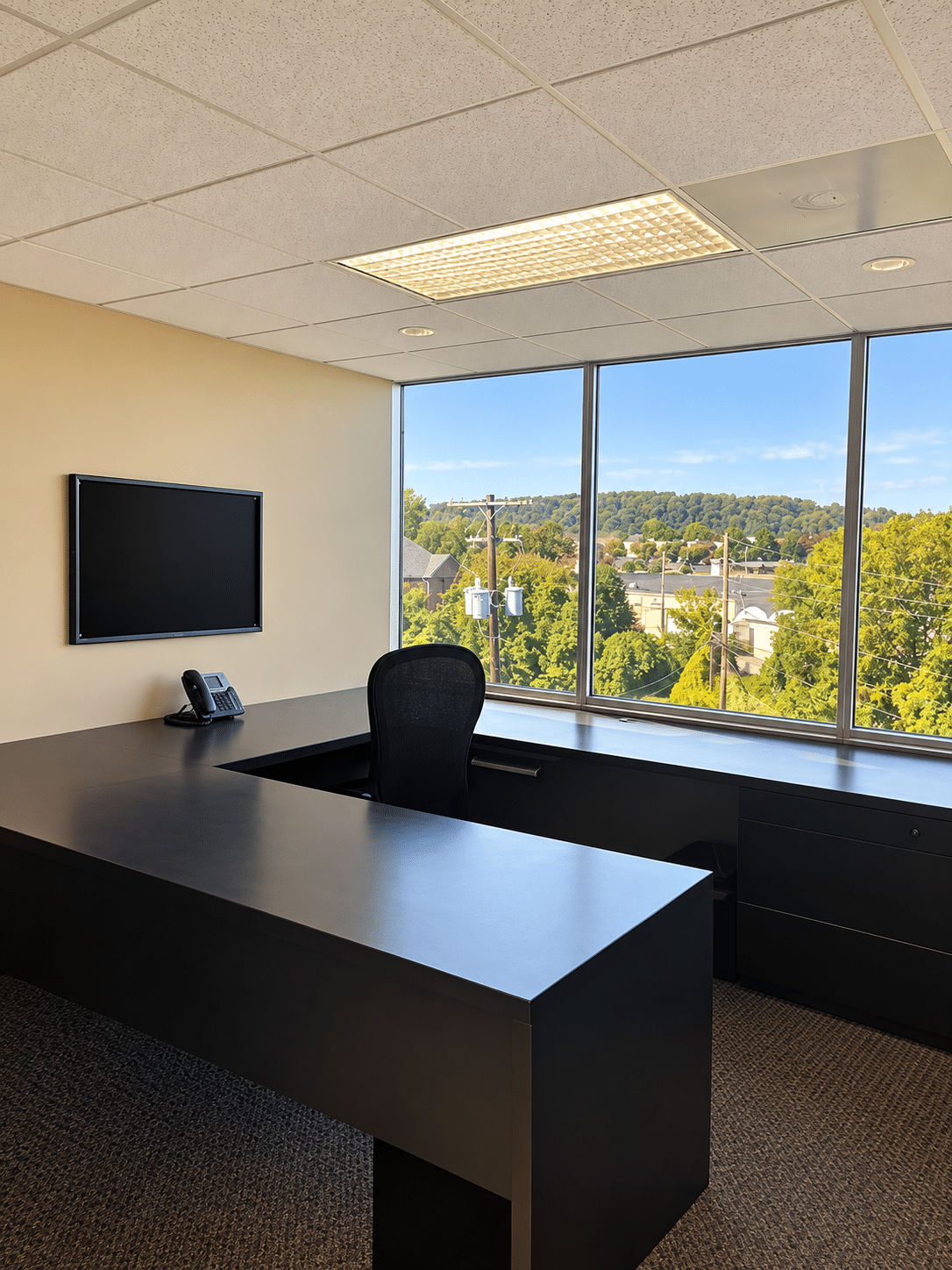 Furnished private office with desk and window view at Regency Executive Offices in Lancaster, PA